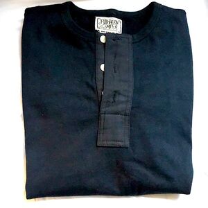 The Bronson MFG. Co. Vintage Short Sleeve Henley T-Shirt- Black  size M